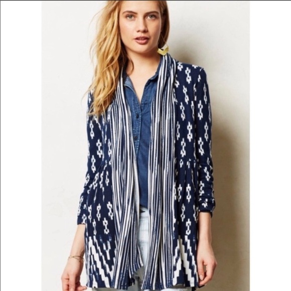 Anthro One September Martingale Blue Cardigan - S - Picture 2 of 13